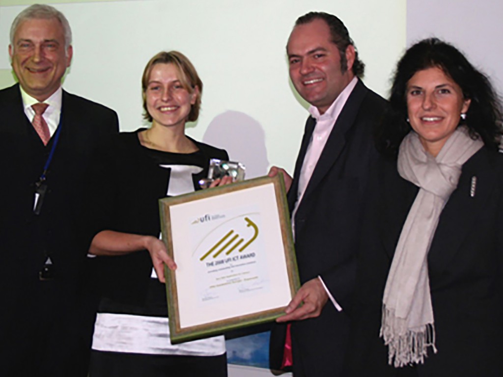 Left to right:  Werner Krabec, Chair UFI ICT Committee (Messe Düsseldorf GmbH, Germany) Marloes van den Berg, Project Manager (VNU Exhibitions Europe, Netherlands) Roderick Wijsmuller, Managing Director Marqit (VNU Exhibitions Europe, Netherlands) Maria Martínez García, Vice-Chair UFI ICT Committee (IFEMA, Spain)  