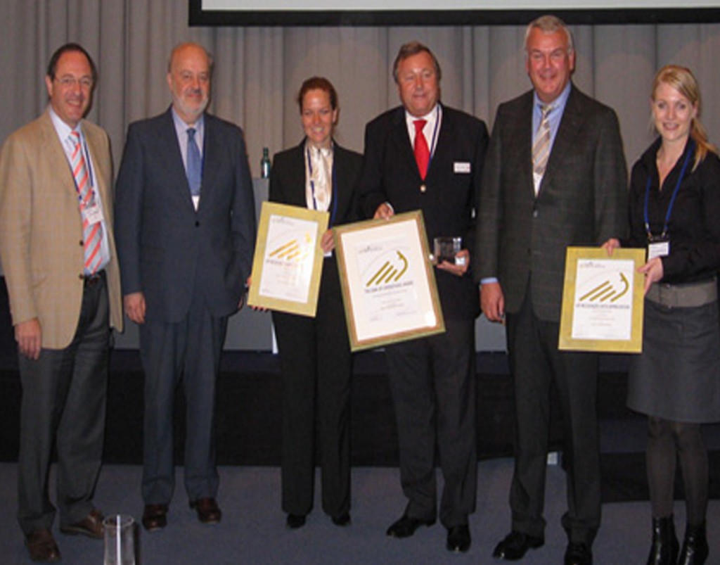 Left to right: Vincent Gérard - UFI, Juan Carlos  Gomez - IFEMA & Chairman of UFI Operations Committee, Denise Capello - Amsterdam RAI, Manuel Mataré - Messe Düsseldorf, Horst Forster -  Messe Frankfurt, Andrea Ostertag - Messe Frankfurt